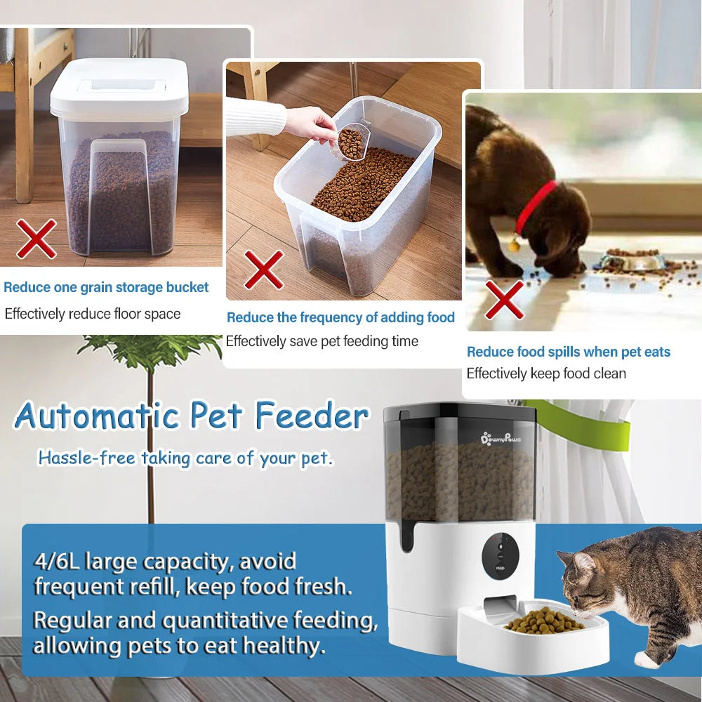 4/6L Automatic Pet Feeder For Cats WiFi Smart Swirl Slow Dog Feeder With Voice Recorder Large Capacity Timing Cat Food Dispenser